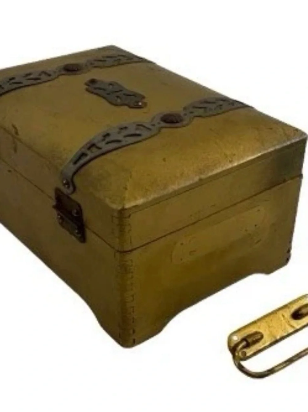 Vintage McGraw Box Co NY Gold Wood Jewelry Box Jewelry Box Filigree Blue Velvet